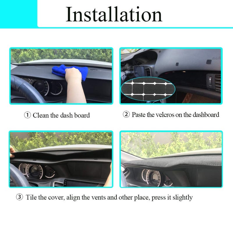 Yiz Dash Cover Mat Custom Fit for Ford F150 Raptor 2009 2010 2011 2012 2013 2014 with Light Sensor Dashboard Cap Pad Carpet Protector(09-14 Black) J21 - Image 5